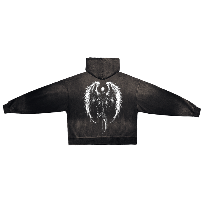 Post-Apocalyptic Winged & Reaper Zip Up Hoodie