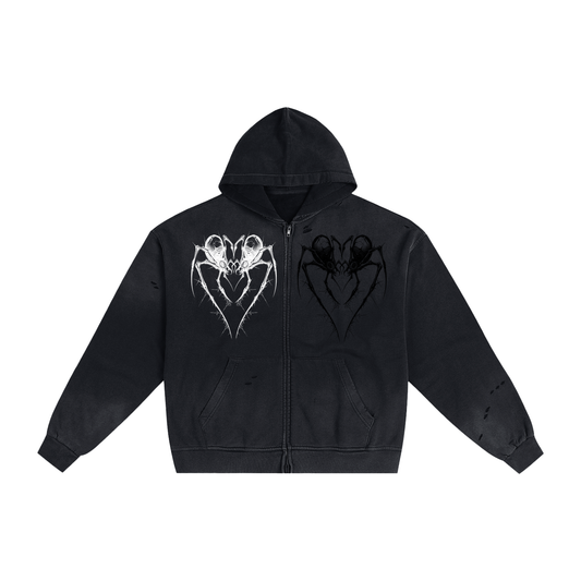 Spider Heart Zip Up Hoodie