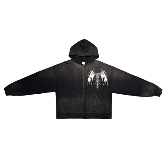 Post-Apocalyptic Winged & Reaper Zip Up Hoodie